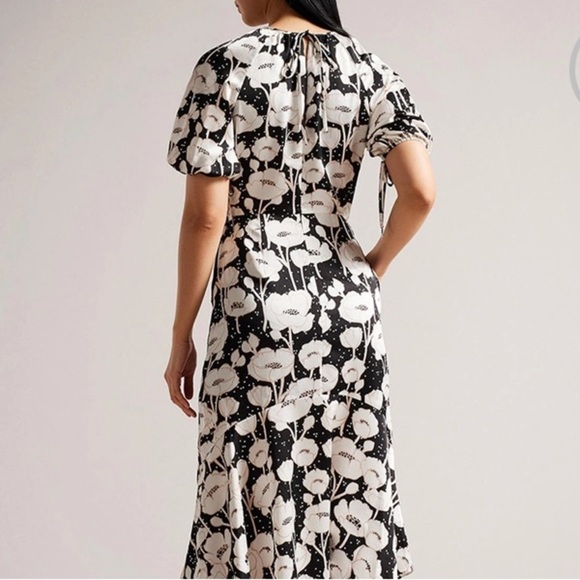 Ted Baker Black Abriee Puff Sleeve Midi Dress - Picture 9 of 16